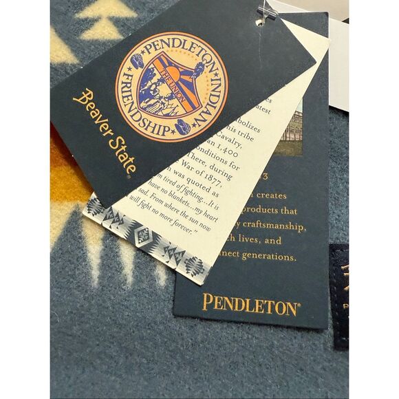 NWT Pendleton Beaver State Chief Joseph Wool Blend Blanket Slate Multi 64"x80" - Picture 7 of 14